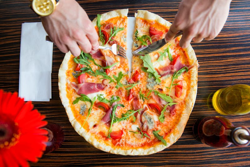 Meat lovers pizza with premium toppings at Mod Pizza